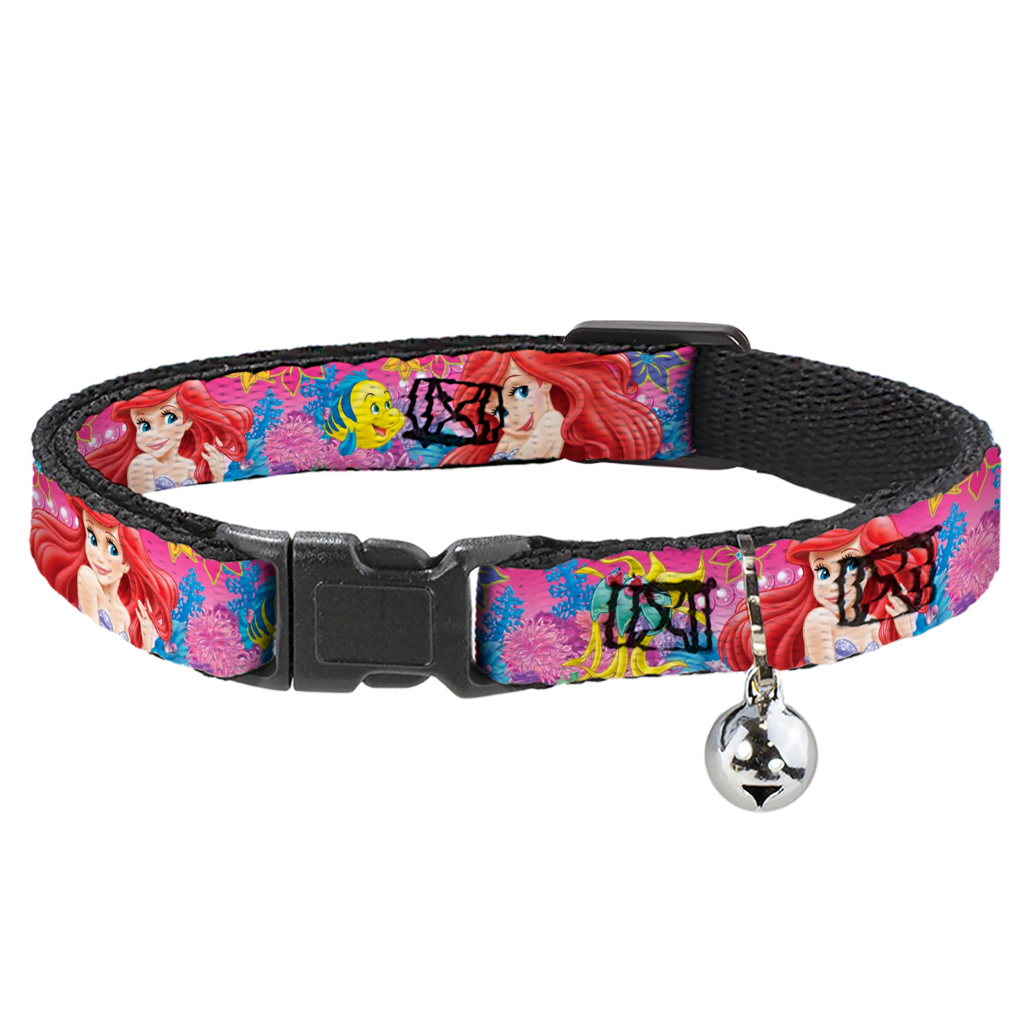 Cat Collar Breakaway - Ariel Flounder Fish Trio Poses Pinks Breakaway Cat Collars Disney