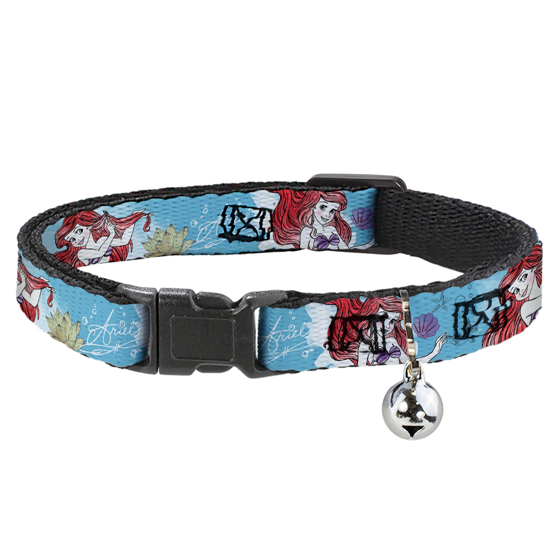 Cat Collar Breakaway - ARIEL Sketch Poses Blues Lavender Breakaway Cat Collars Disney