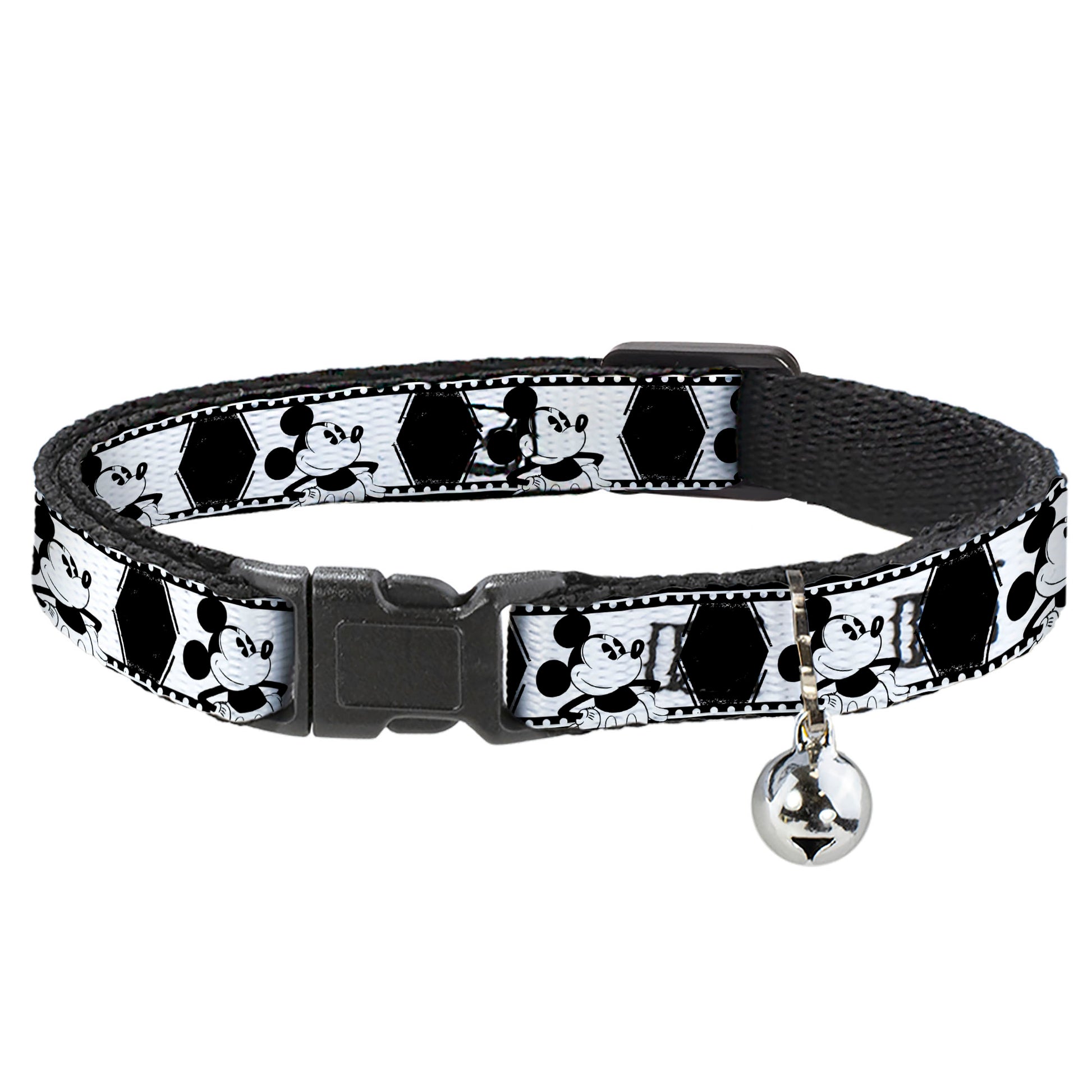 Cat Collar Breakaway - Mickey Standing Pose Film Strip White Black Breakaway Cat Collars Disney