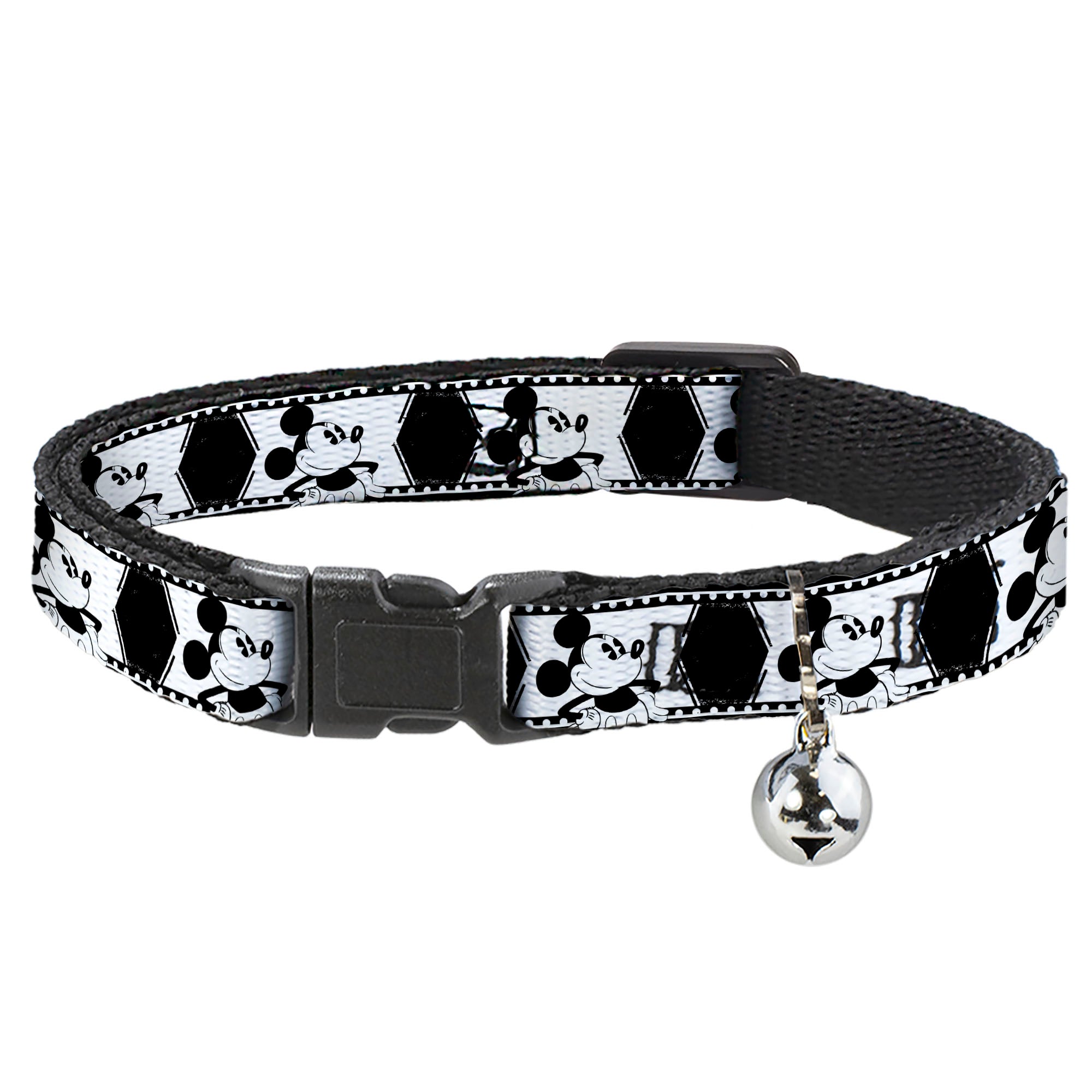 Cat Collar Breakaway - Mickey Standing Pose Film Strip White Black Breakaway Cat Collars Disney