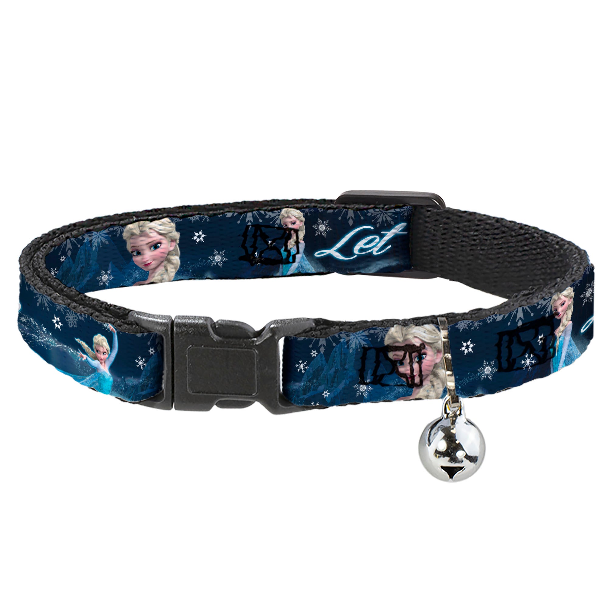 Cat Collar Breakaway - Elsa Poses Snowflakes LET IT GO Blues White Breakaway Cat Collars Disney