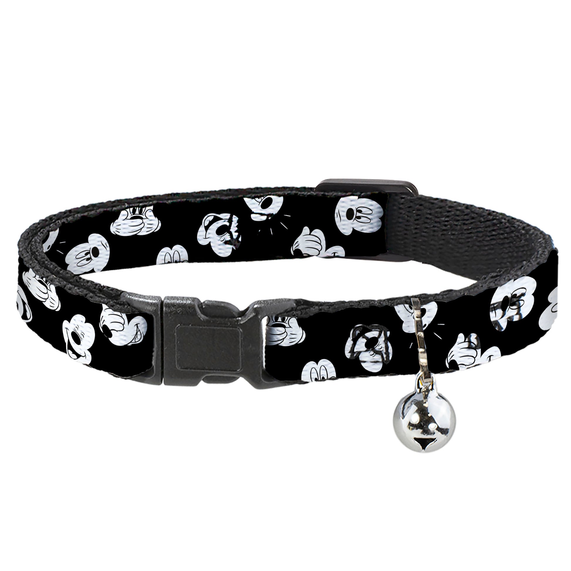 Cat Collar Breakaway - Mickey Mouse Expressions Scattered Black White Breakaway Cat Collars Disney