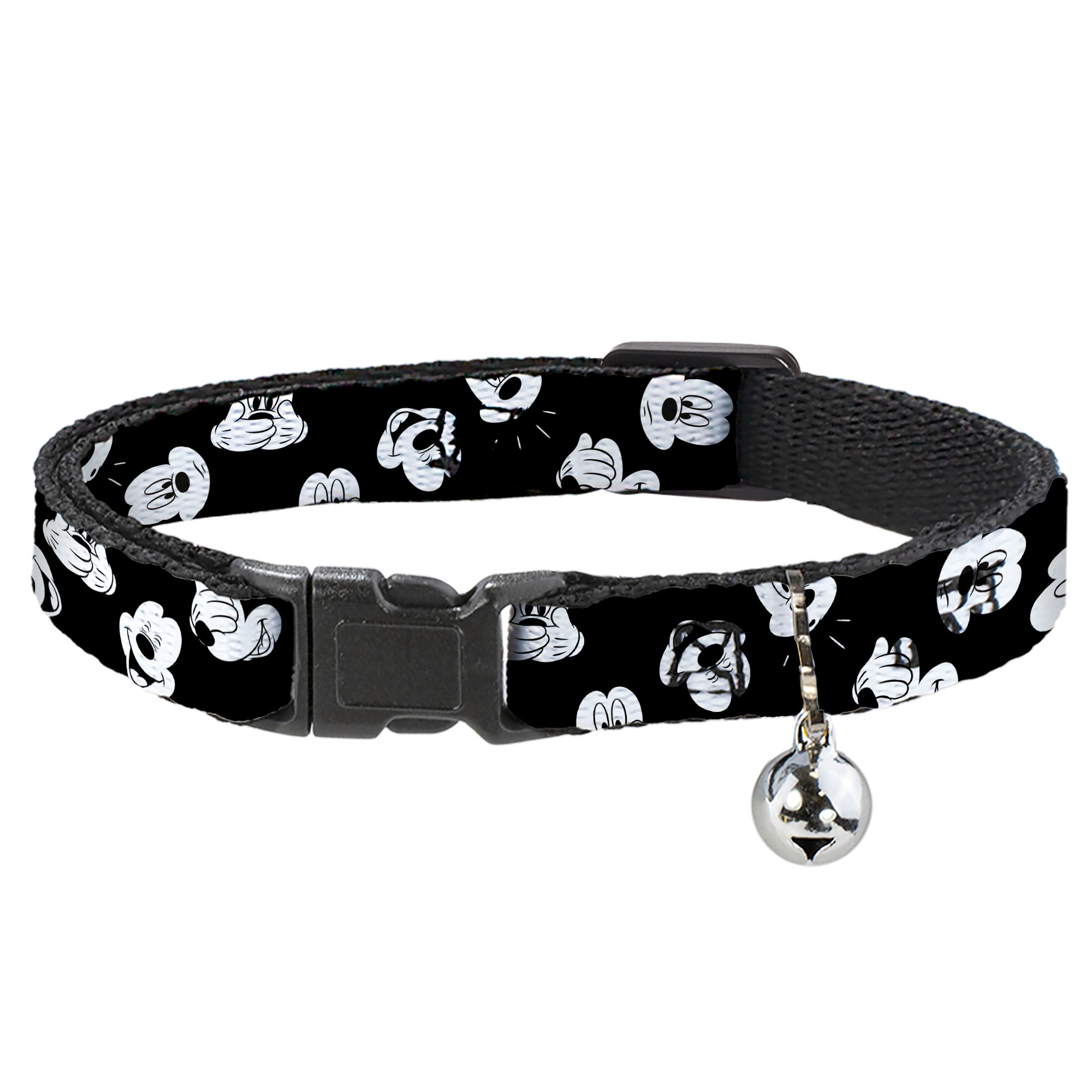 Cat Collar Breakaway - Mickey Mouse Expressions Scattered Black White Breakaway Cat Collars Disney