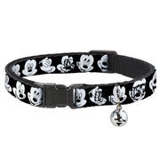 Cat Collar Breakaway - Mickey Mouse Expressions CLOSE-UP Black White Breakaway Cat Collars Disney