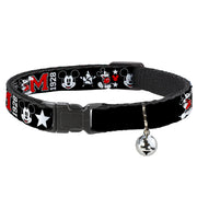 Cat Collar Breakaway - Classic Mickey Mouse 1928 Collage Black White Red Breakaway Cat Collars Disney