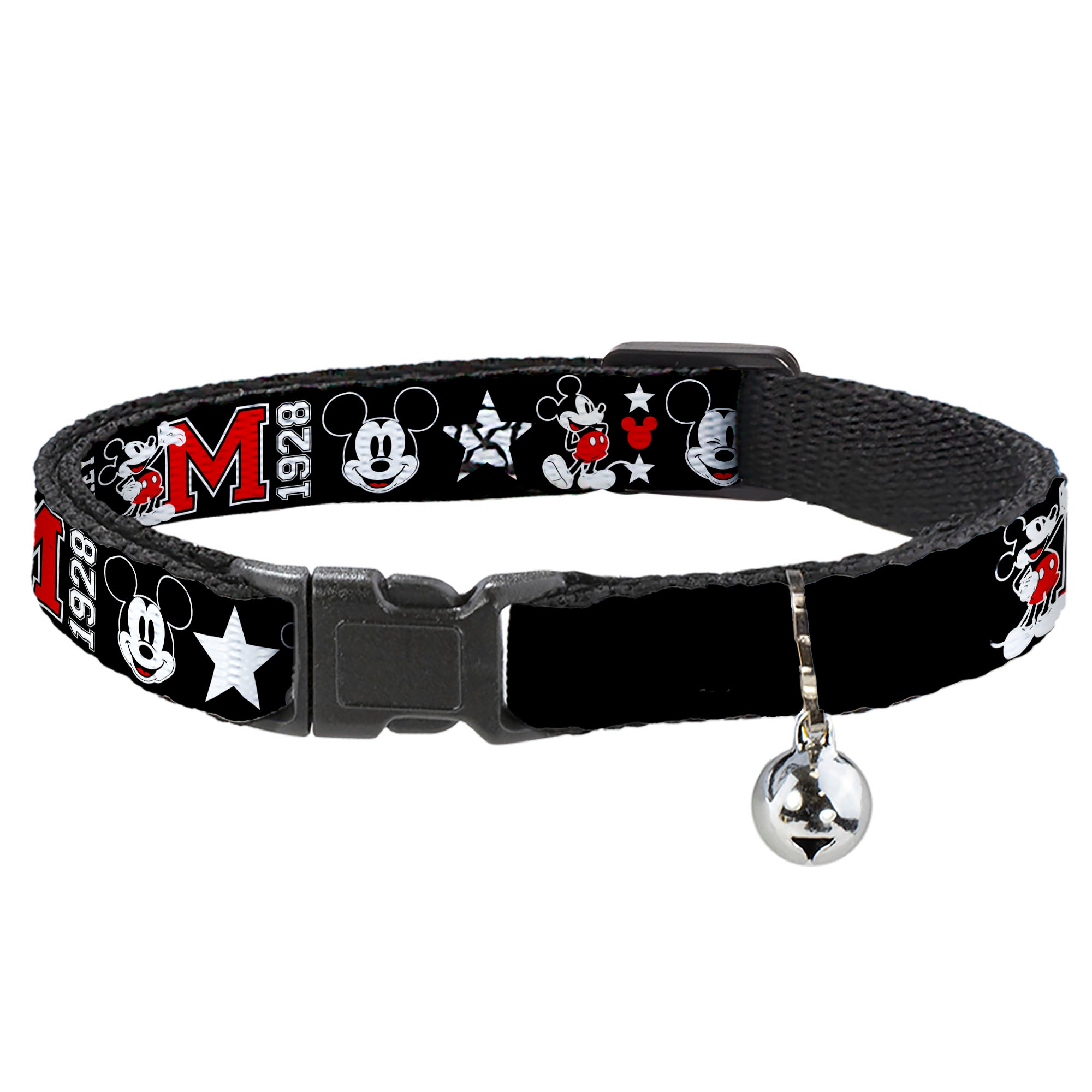 Cat Collar Breakaway - Classic Mickey Mouse 1928 Collage Black White Red Breakaway Cat Collars Disney
