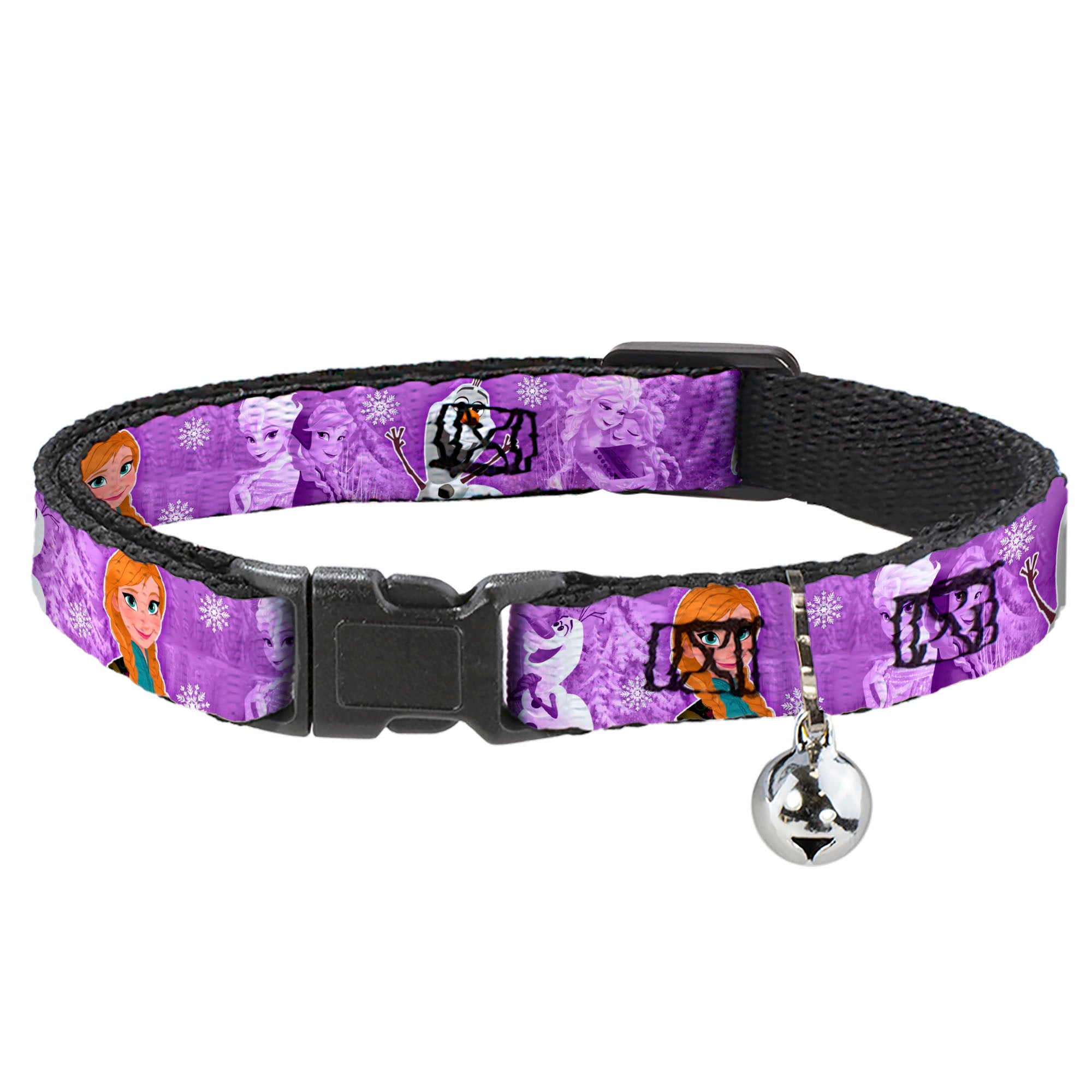 Cat Collar Breakaway - Frozen Anna Elsa Olaf Poses Scenes Purples Breakaway Cat Collars Disney