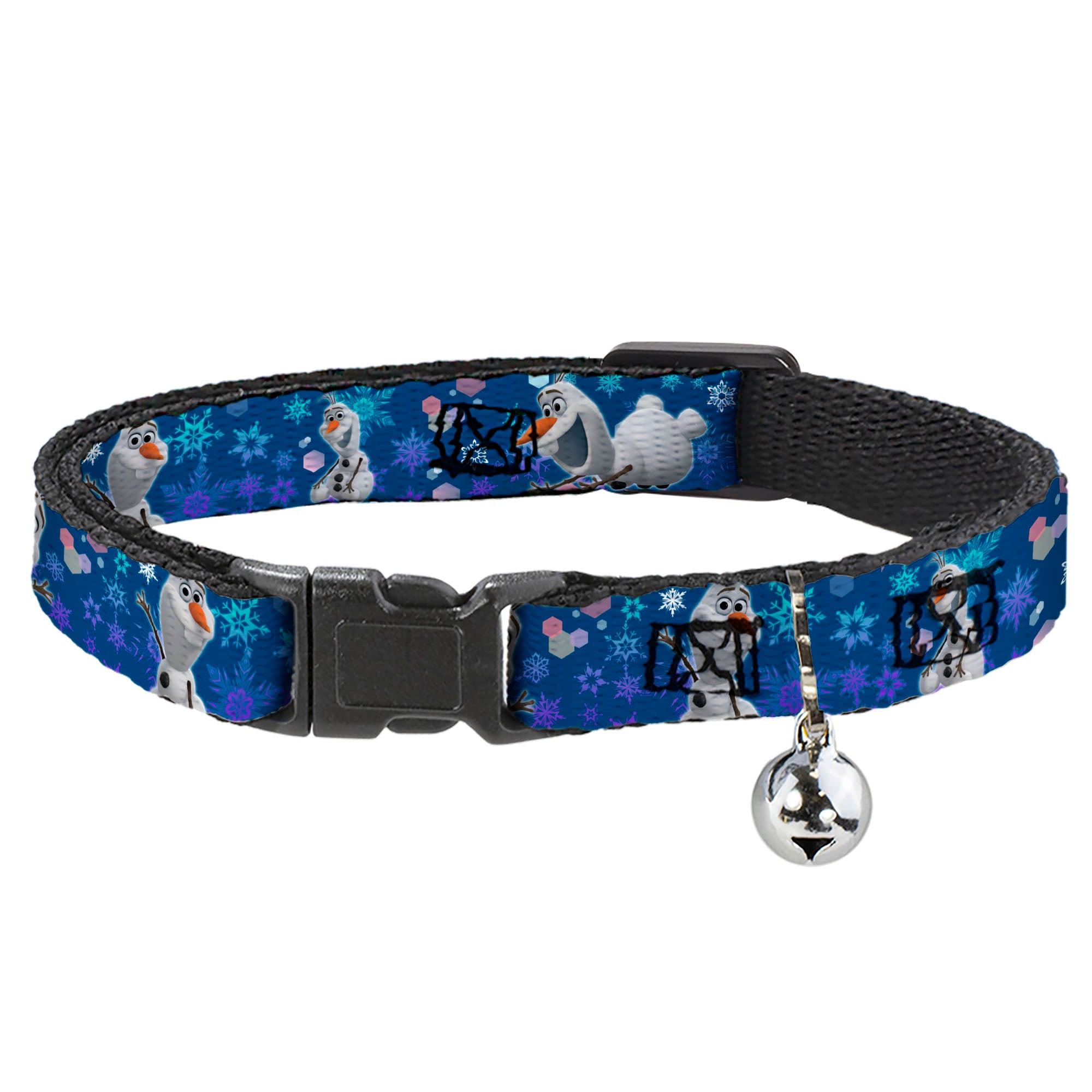 Cat Collar Breakaway - Frozen Olaf Poses Snowflakes Blues Breakaway Cat Collars Disney