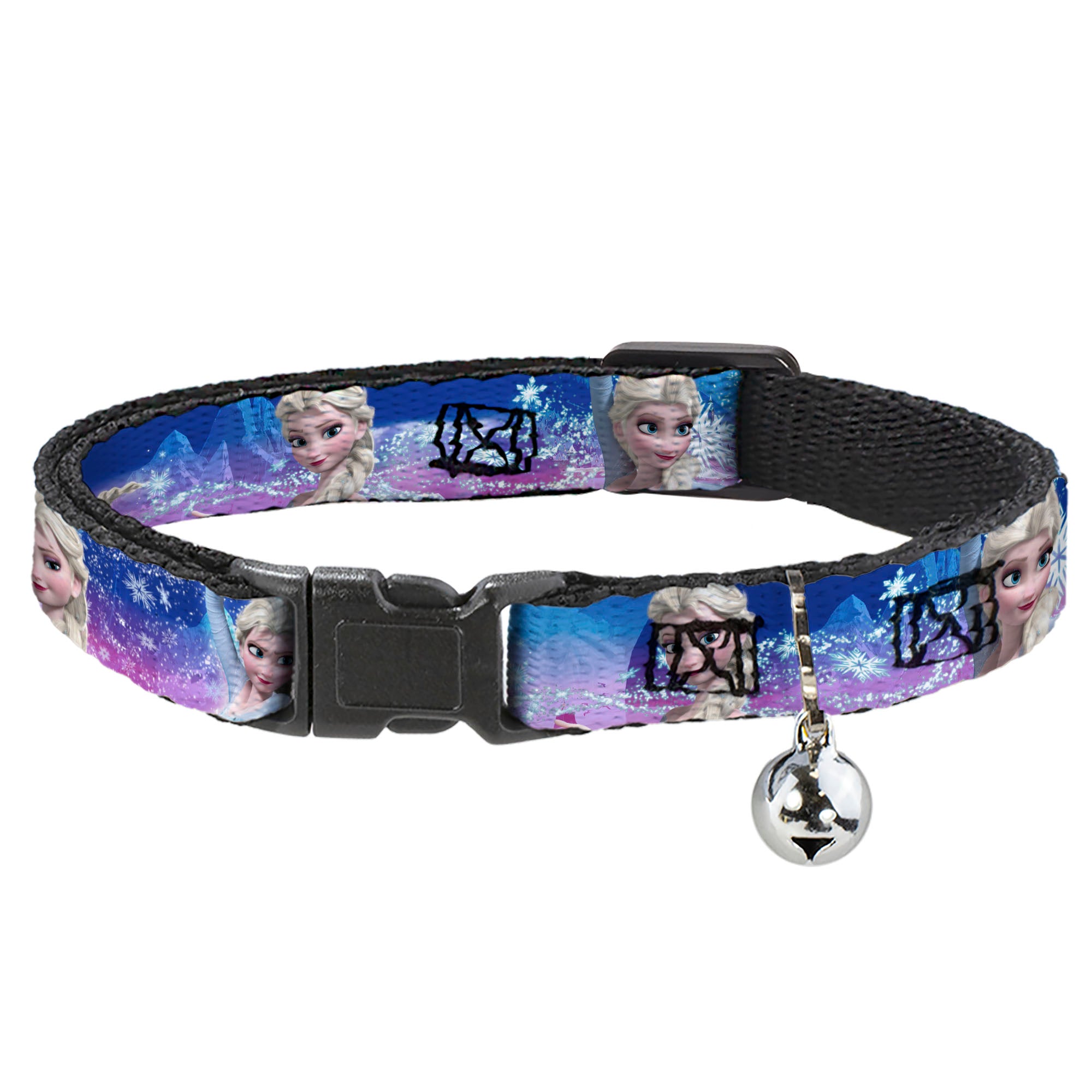 Cat Collar Breakaway - Elsa the Snow Queen Poses Castle & Snowy Mountains Blue-Pink Fade Breakaway Cat Collars Disney