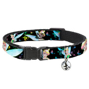 Breakaway Cat Collar with Bell - Glowing Tinker Bell Poses/Butterflies & Flowers Black/Multi Neon Breakaway Cat Collars Disney
