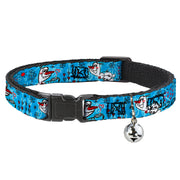Cat Collar Breakaway - Olaf Heart Raindrop Sketch Blues Black Breakaway Cat Collars Disney