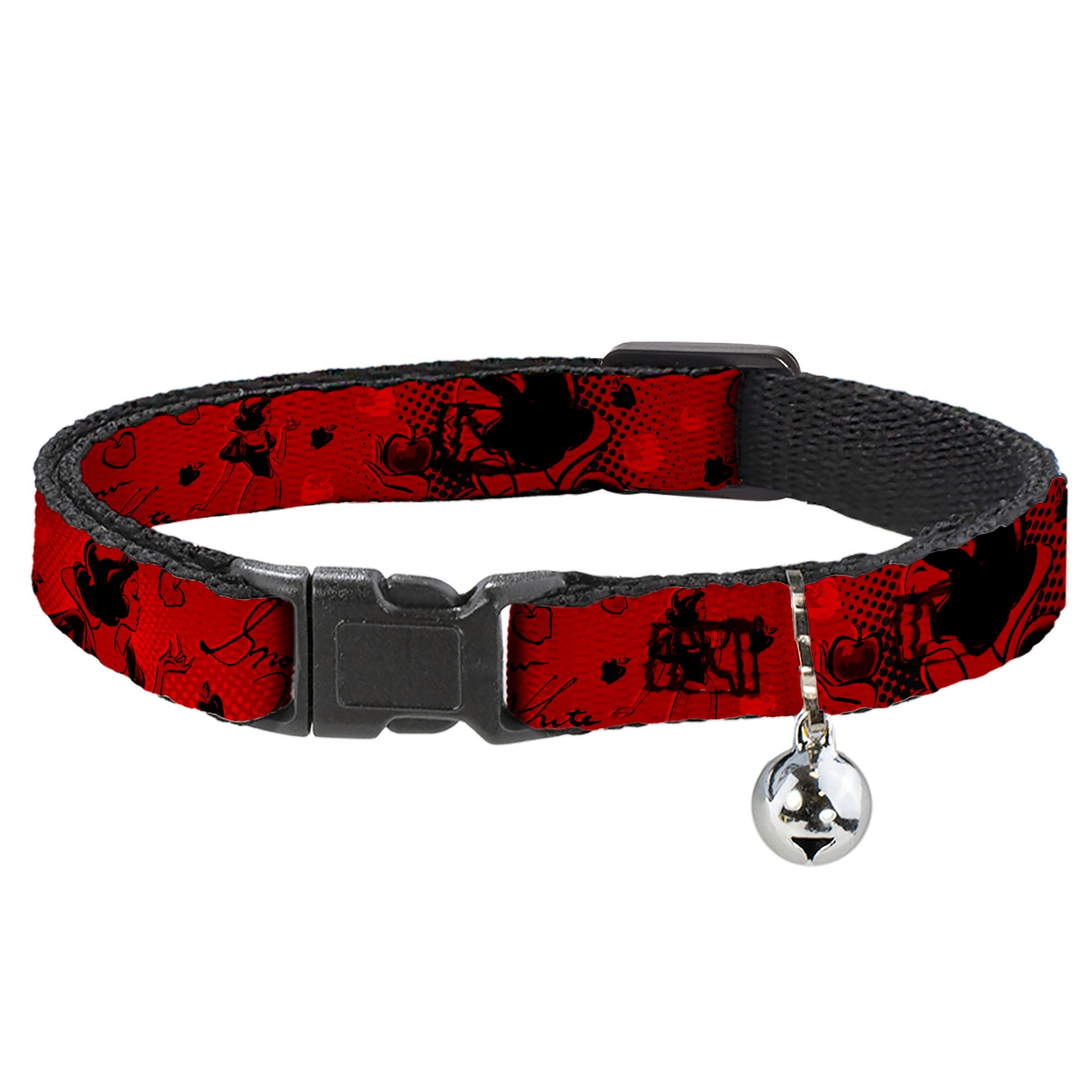 Cat Collar Breakaway - SNOW WHITE Poses Apple Halftone Reds Black Breakaway Cat Collars Disney
