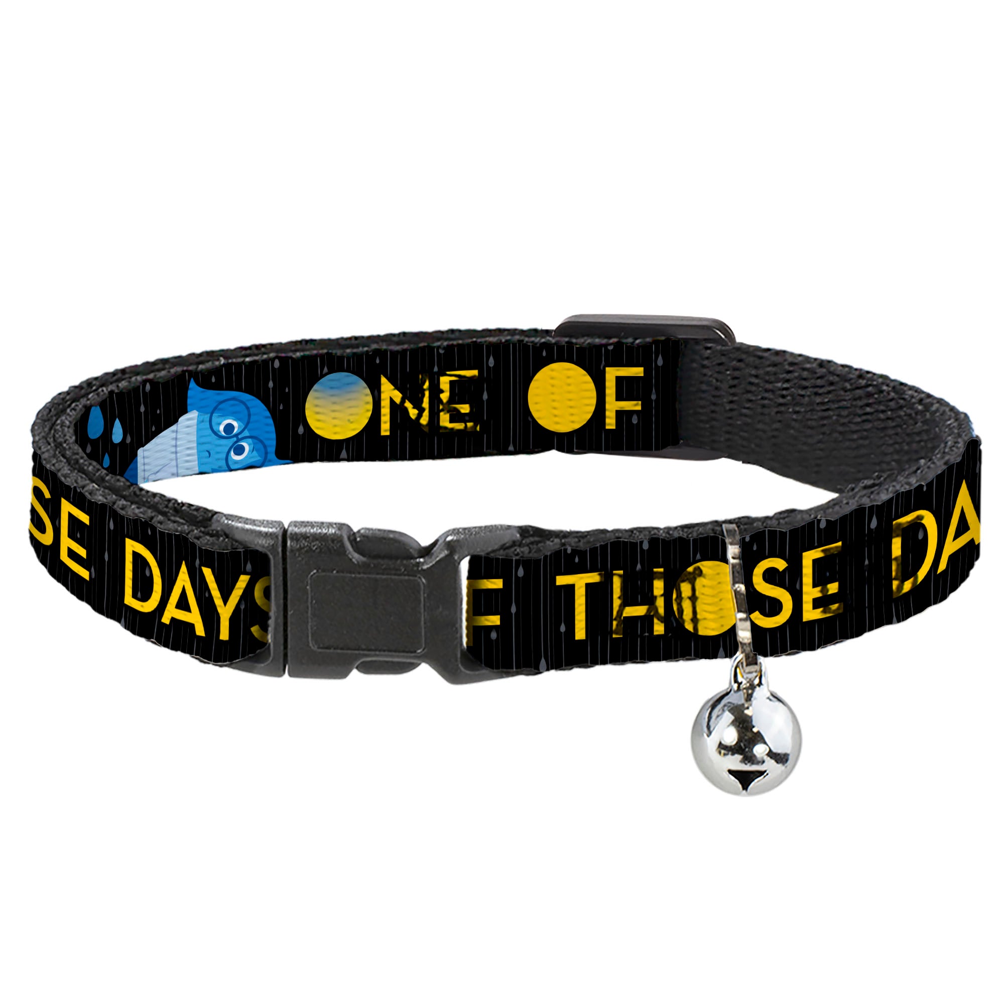 Cat Collar Breakaway - Joy Poses Rain ONE OF THOSE DAYS Black Gray Blues Yellow Breakaway Cat Collars Disney