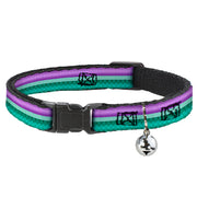 Cat Collar Breakaway - Little Mermaid Stripe Shell Purple Green Gold Breakaway Cat Collars Disney
