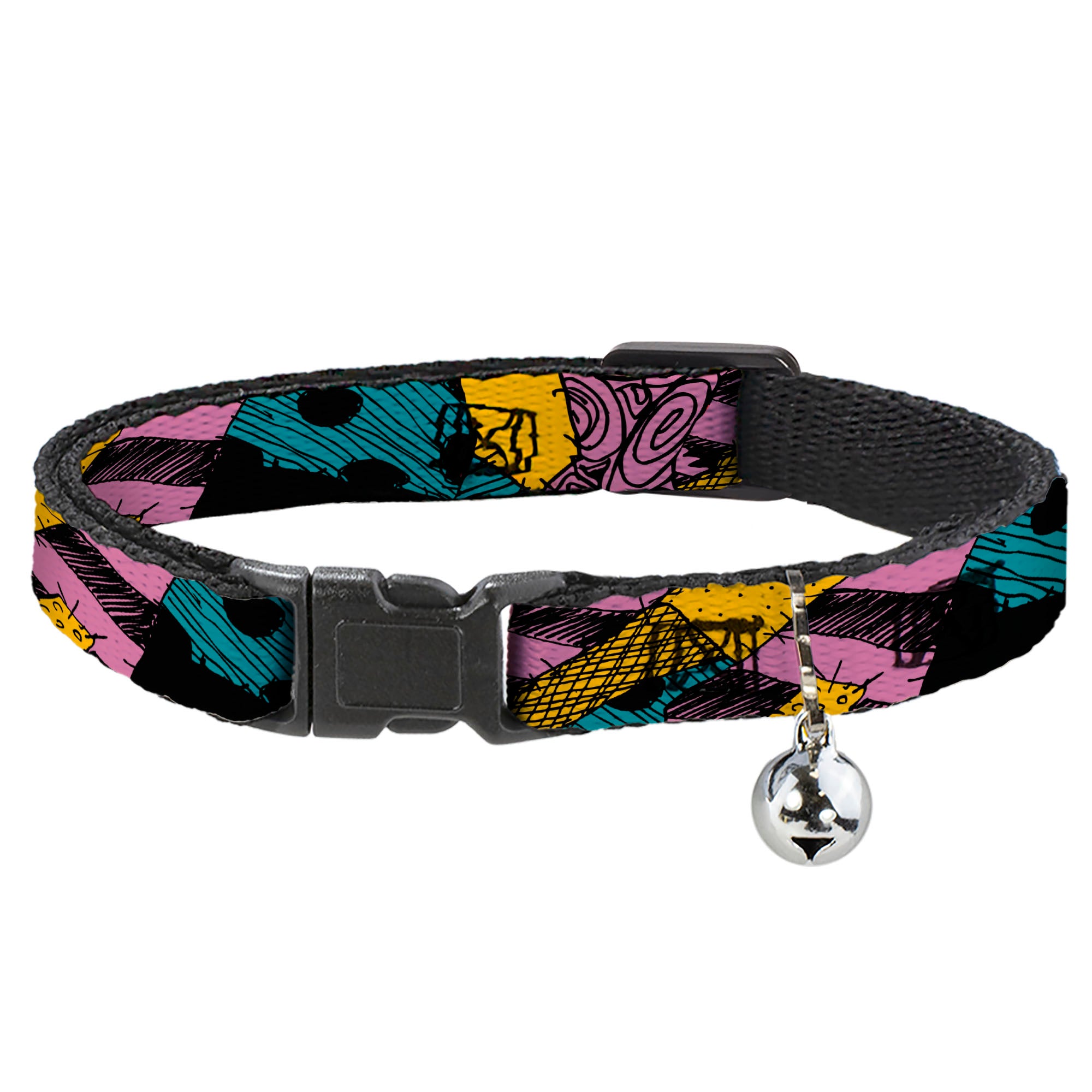 Breakaway Cat Collar with Bell - Nightmare Before Christmas Sally Dress Patchwork Breakaway Cat Collars Disney