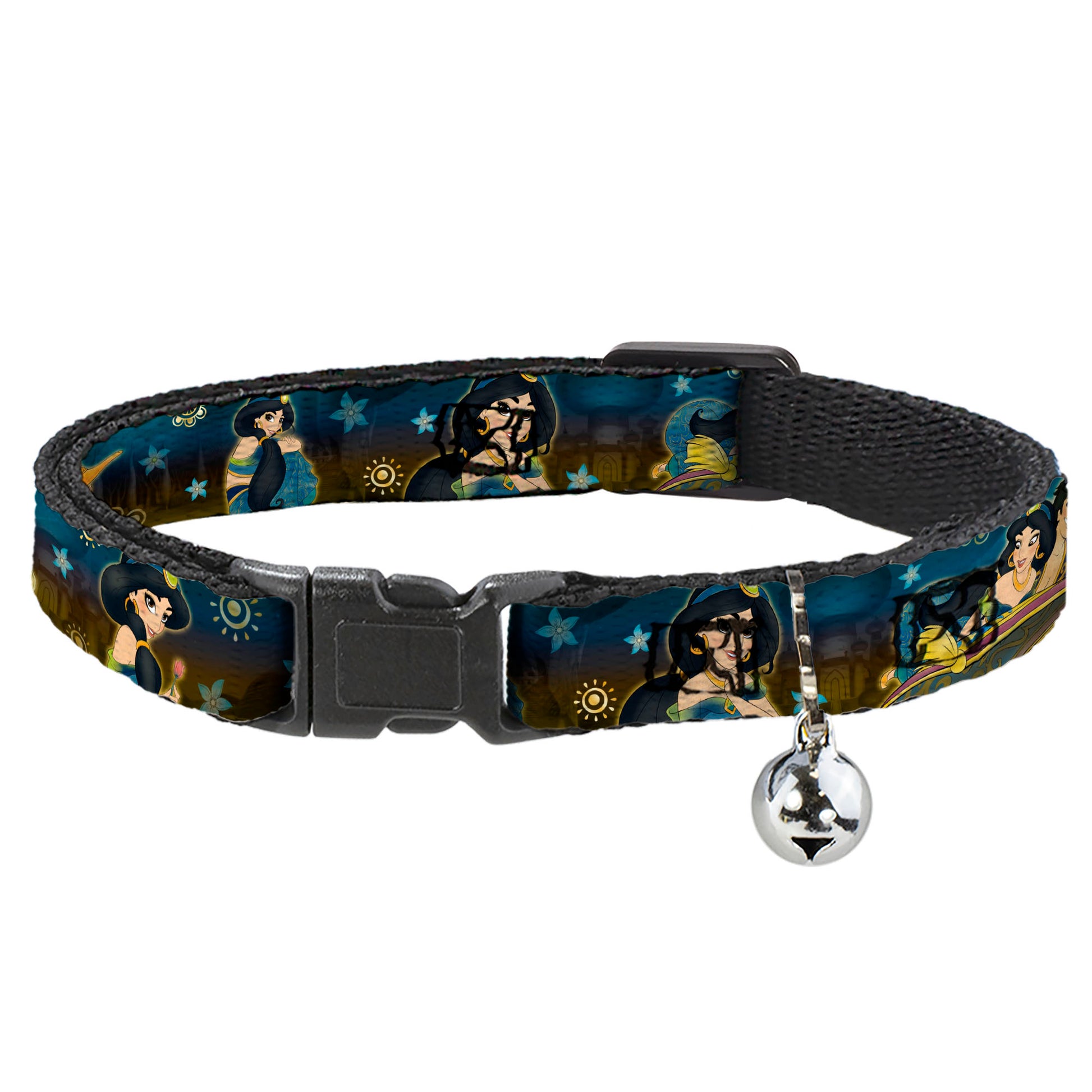 Cat Collar Breakaway - Jasmine & Aladdin Carpet Ride Jasmine Poses Flowers Breakaway Cat Collars Disney