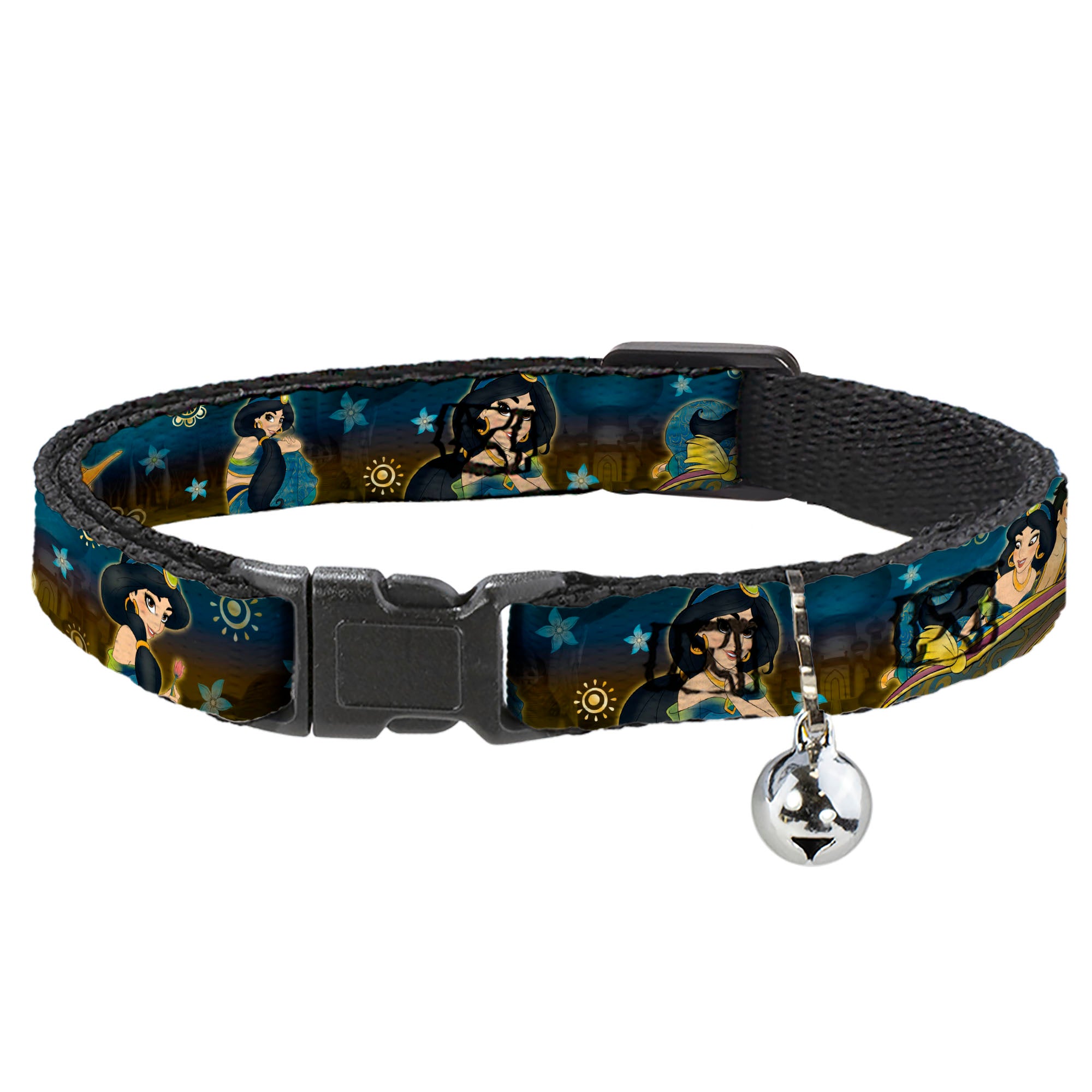 Cat Collar Breakaway - Jasmine & Aladdin Carpet Ride Jasmine Poses Flowers Breakaway Cat Collars Disney
