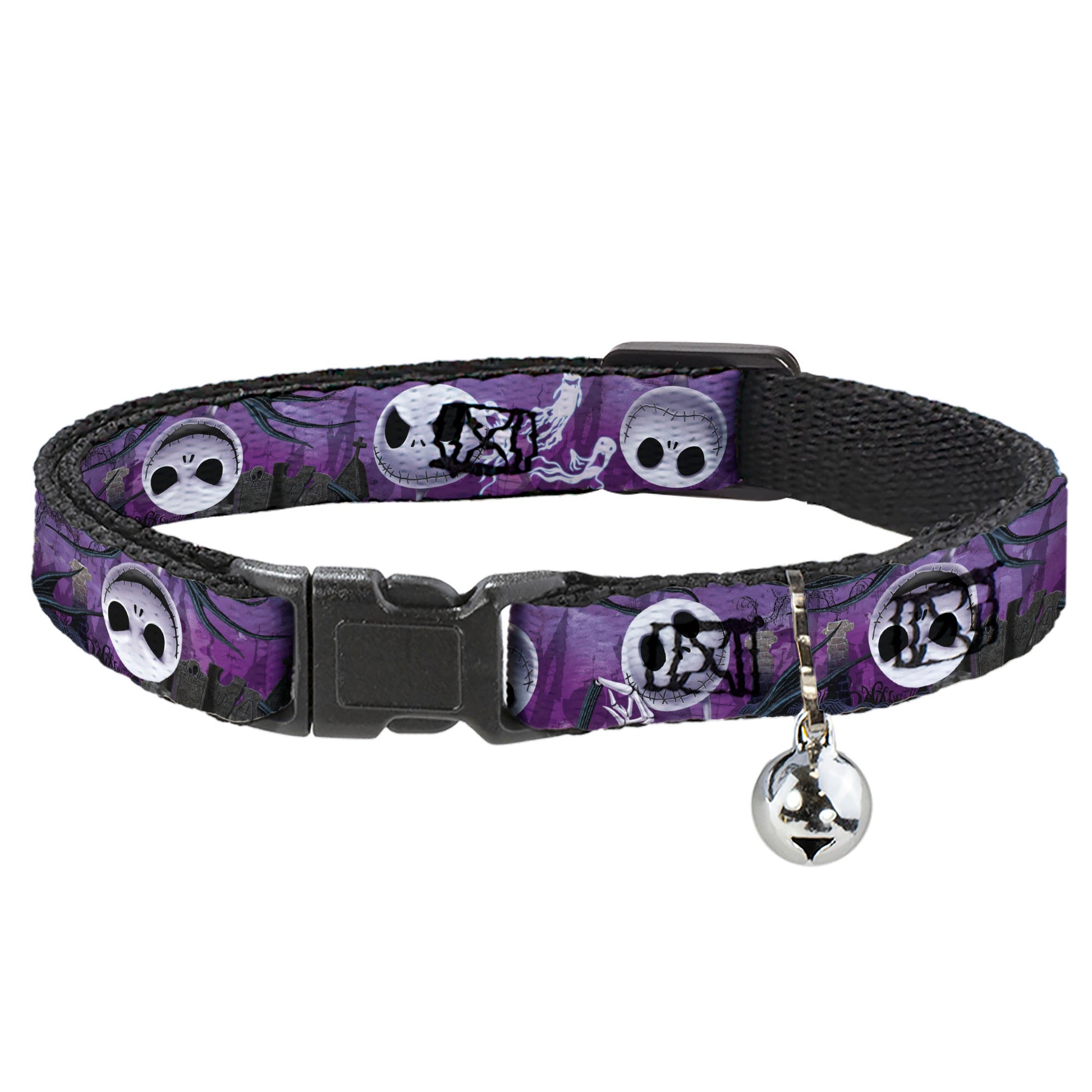 Cat Collar Breakaway - Jack Expressions Ghosts in Cemetery Purples Grays White Breakaway Cat Collars Disney