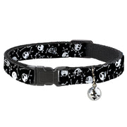 Cat Collar Breakaway - Jack Expressions Bones Scattered Black White Breakaway Cat Collars Disney