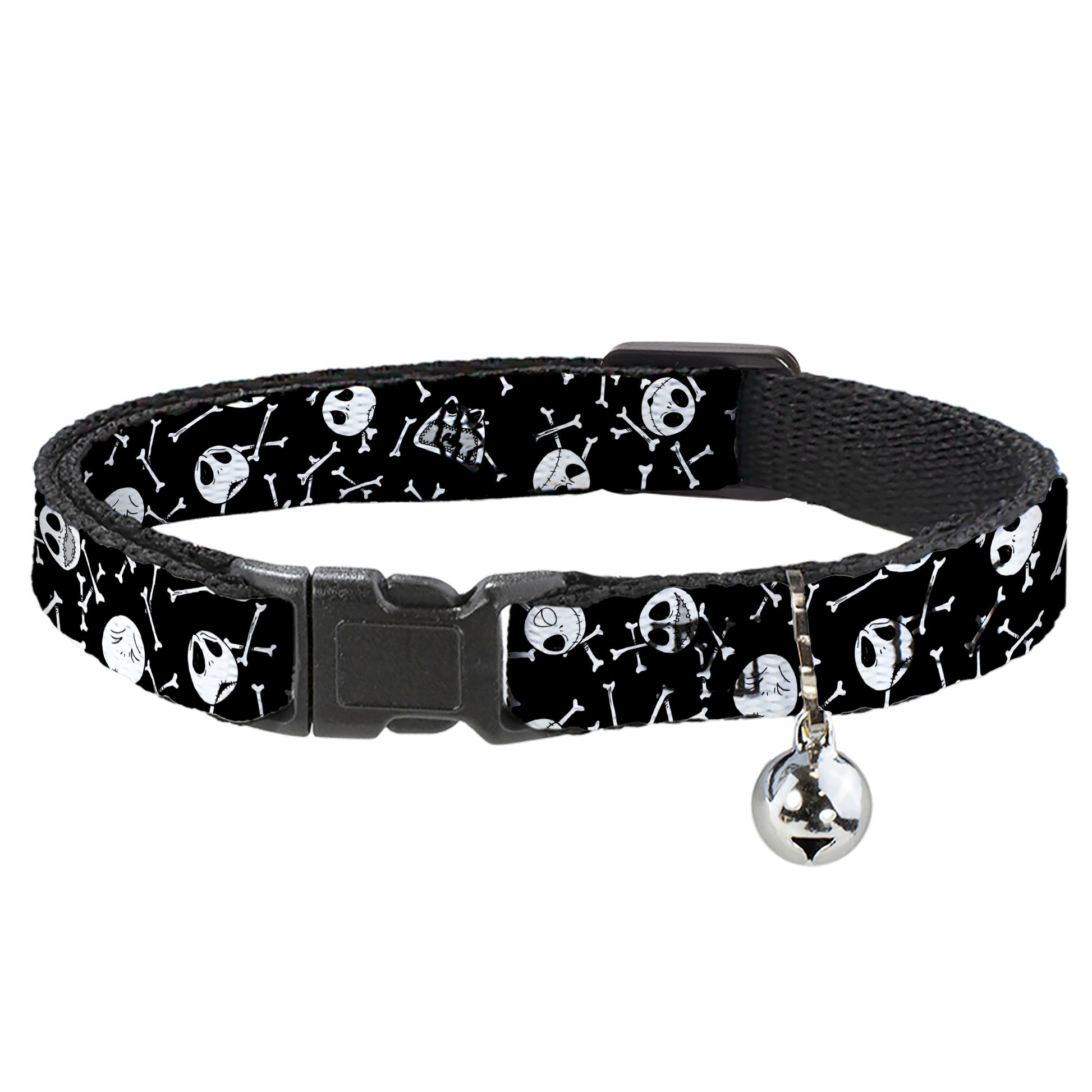Cat Collar Breakaway - Jack Expressions Bones Scattered Black White Breakaway Cat Collars Disney