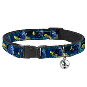 Cat Collar Breakaway - Dory Poses Swirls Blues Yellows Breakaway Cat Collars Disney
