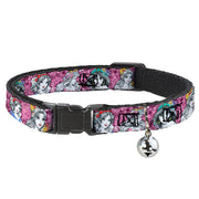 Cat Collar Breakaway - Princess Sketch Poses Floral Collage Pinks Grays Breakaway Cat Collars Disney