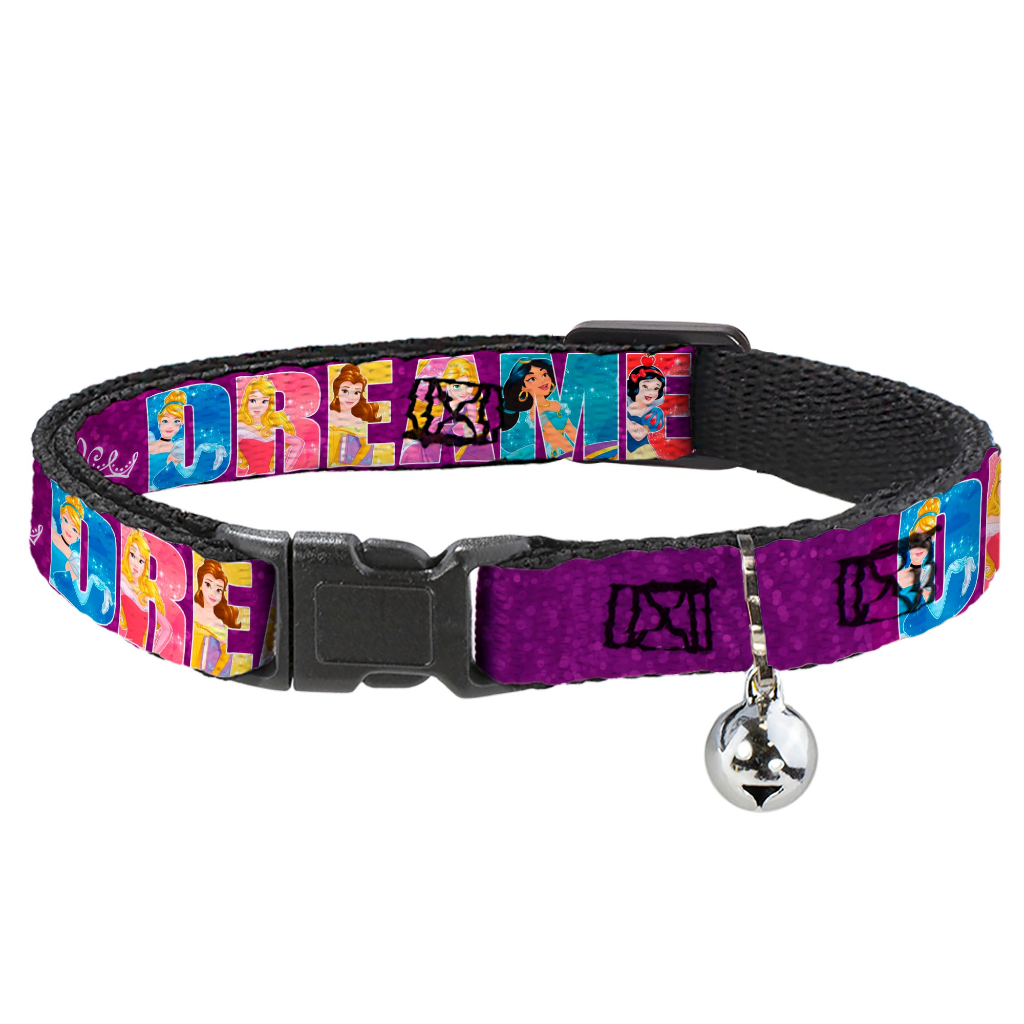 Cat Collar Breakaway - Disney DREAMER 7-Sparkling Princesses Tiara Purple White Breakaway Cat Collars Disney