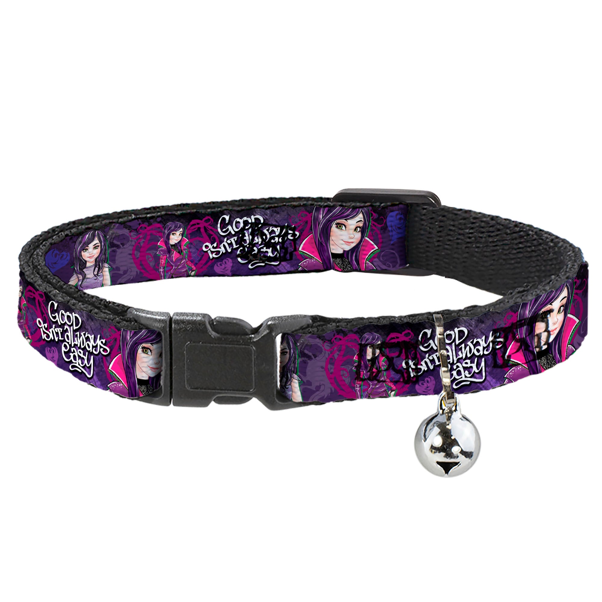 Cat Collar Breakaway - Descendants Mal 3-Poses GOOD ISN'T ALWAYS Hearts Dragons EASY Purples Pinks Breakaway Cat Collars Disney