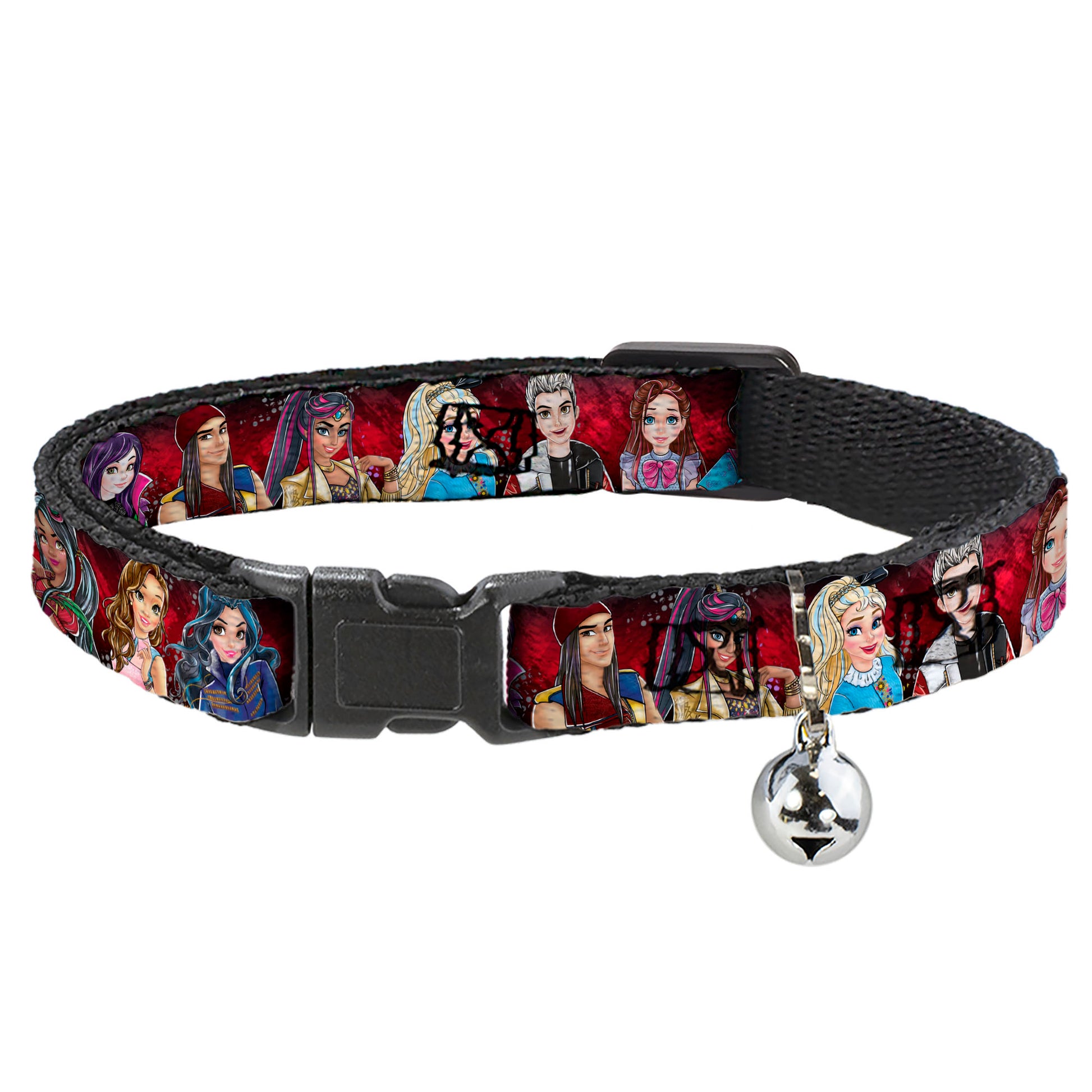 Cat Collar Breakaway - Descendants 11-Character Group Pose Reds Gray Breakaway Cat Collars Disney