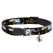 Cat Collar Breakaway - White Rabbit Poses LOOKING FOR WONDERLAND Clocks Black Golds Breakaway Cat Collars Disney