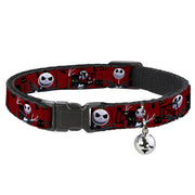 Cat Collar Breakaway - Nightmare Before Christmas 3-Jack Poses Peeping Eyes Burgundy Black Yellow Breakaway Cat Collars Disney