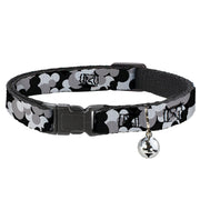 Cat Collar Breakaway - Mickey Mouse Head Stacked Black Grays Breakaway Cat Collars Disney