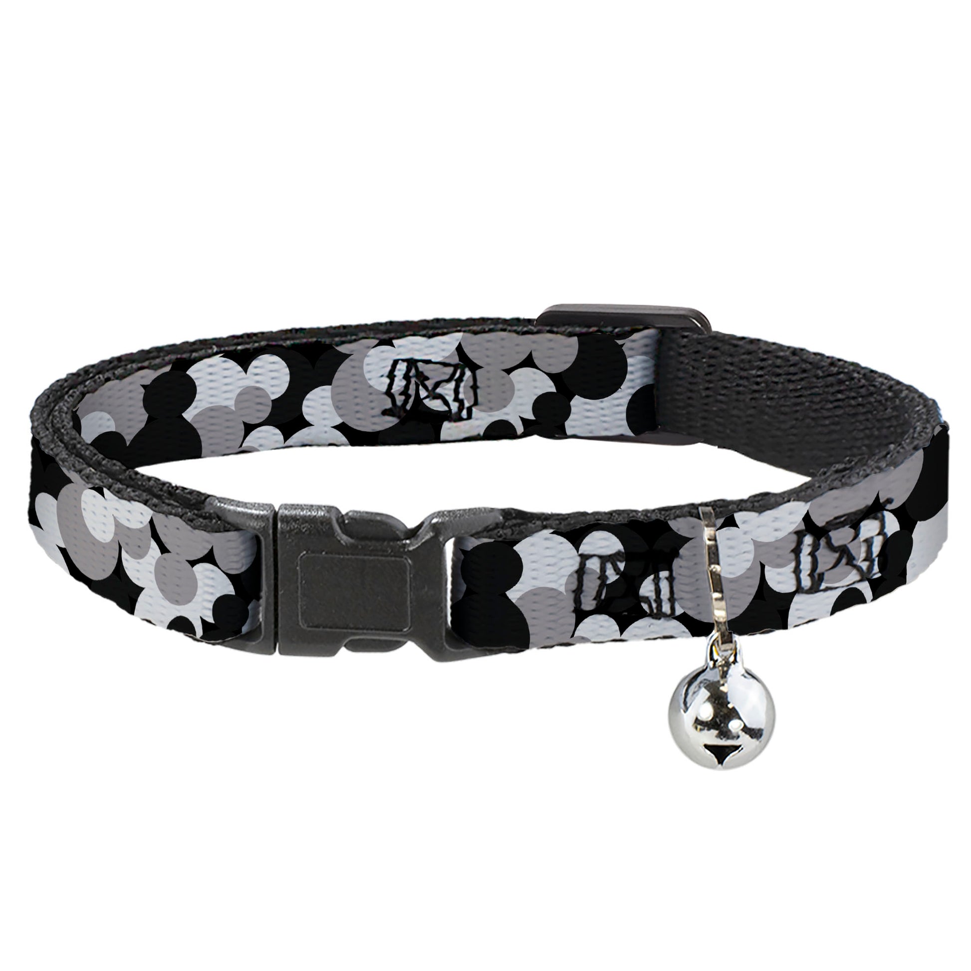 Cat Collar Breakaway - Mickey Mouse Head Stacked Black Grays Breakaway Cat Collars Disney