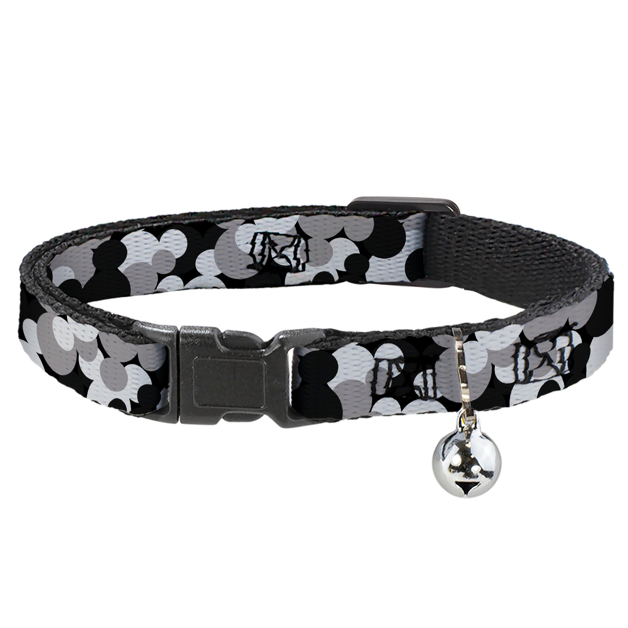 Cat Collar Breakaway - Mickey Mouse Head Stacked Black Grays Breakaway Cat Collars Disney