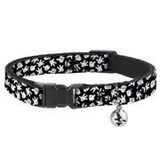 Cat Collar Breakaway - Mickey Mouse Hand Gestures2 Scattered Black White Breakaway Cat Collars Disney