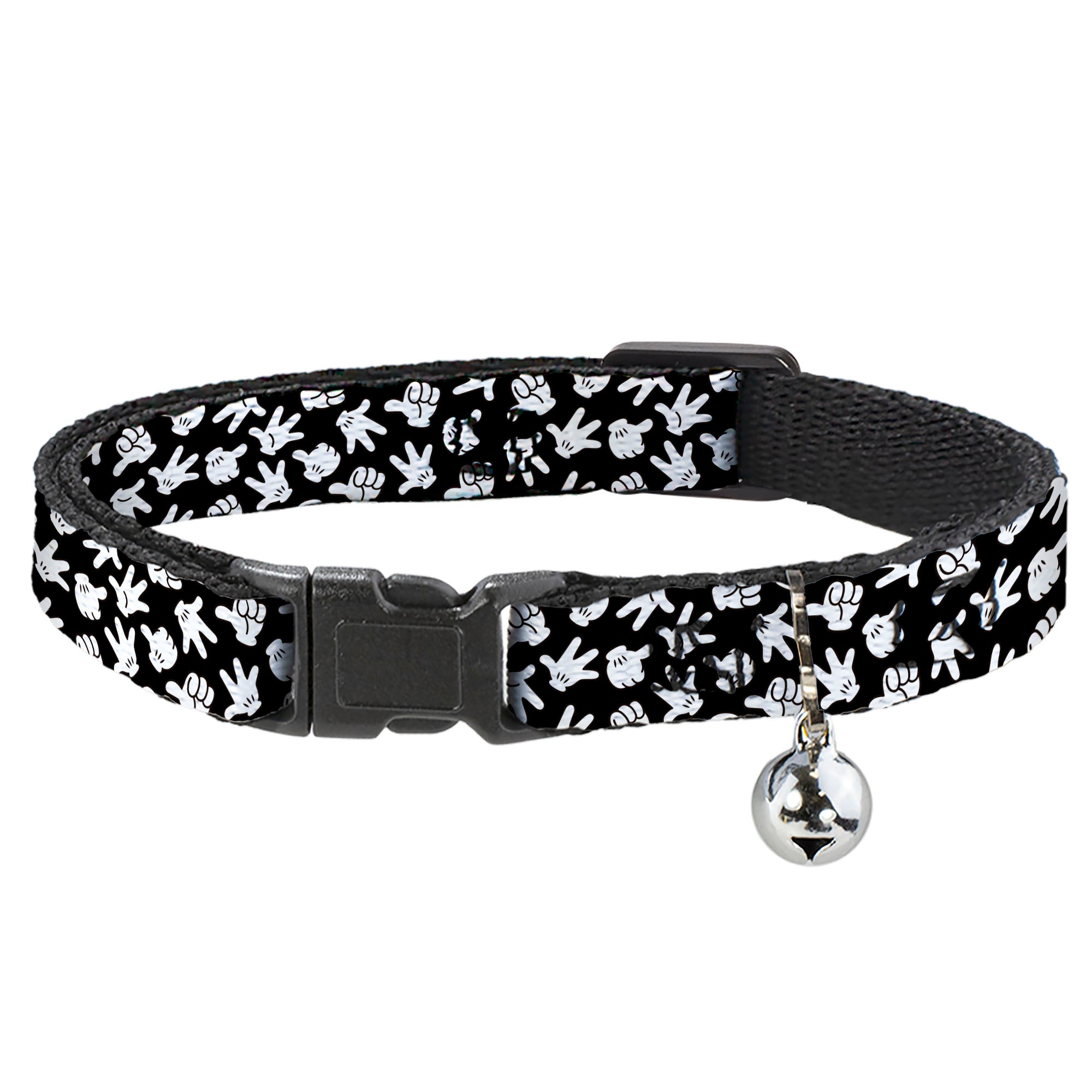 Cat Collar Breakaway - Mickey Mouse Hand Gestures2 Scattered Black White Breakaway Cat Collars Disney