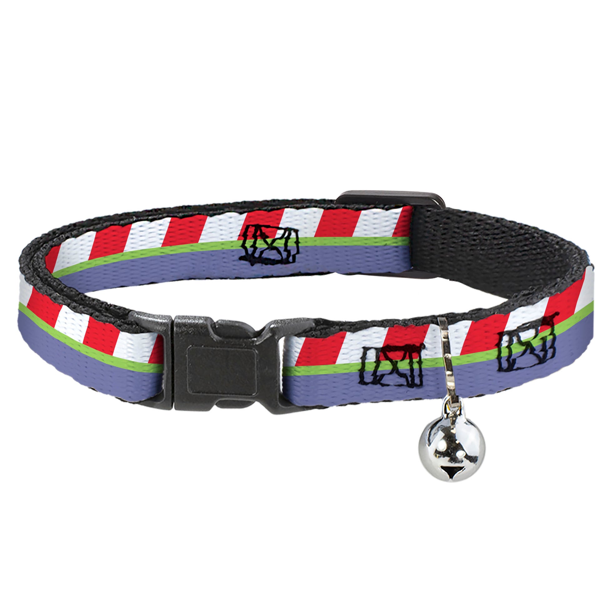Cat Collar Breakaway - Toy Story Buzz Lightyear Bounding Striping Red White Green Purple Breakaway Cat Collars Disney
