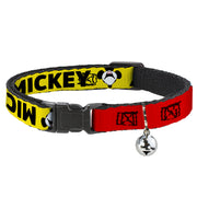 Cat Collar Breakaway - MICKEY Smiling Up Pose Flip Buttons Yellow Black Red Breakaway Cat Collars Disney