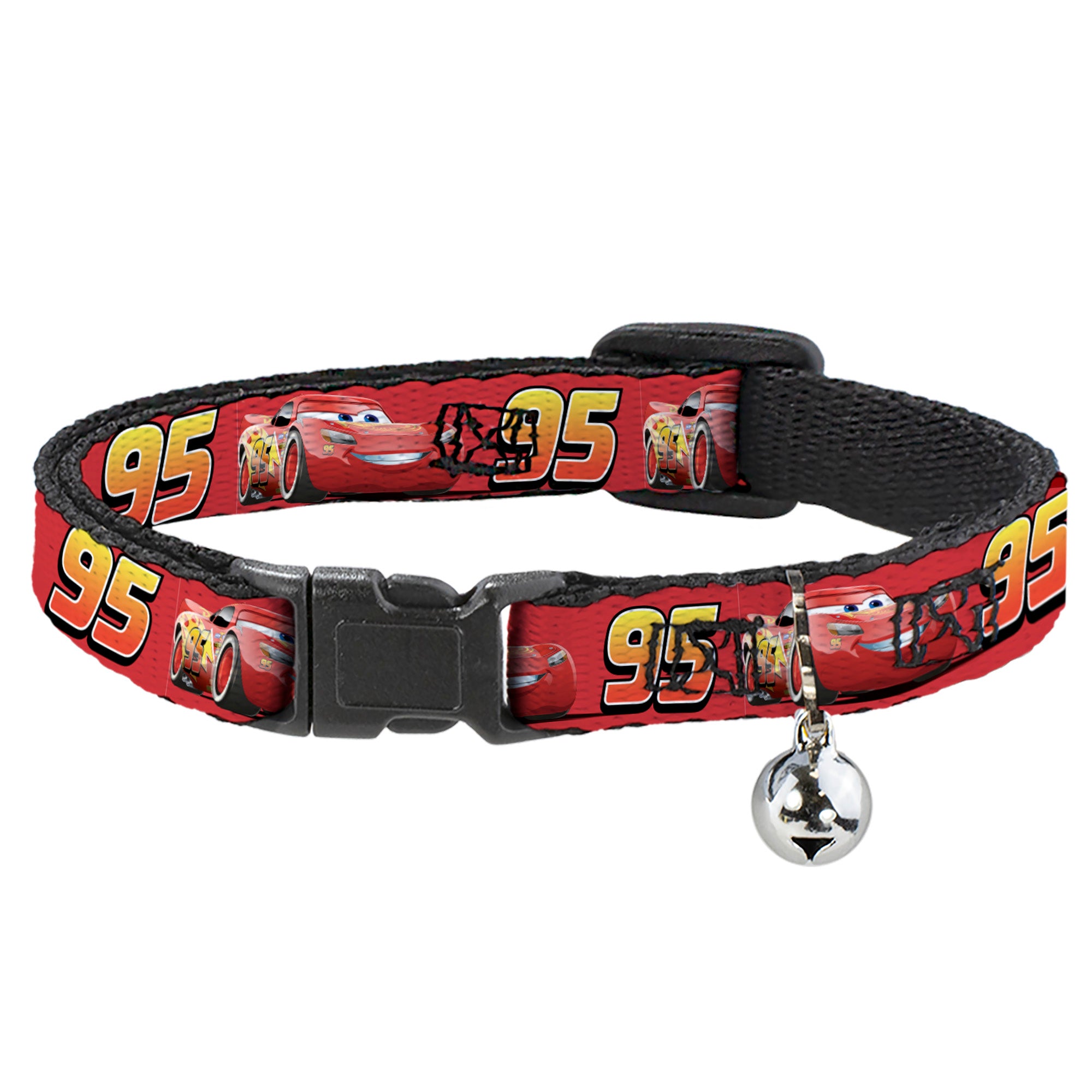 Breakaway Cat Collar with Bell - Cars Lightning McQueen Smiling Pose/95 Reds/White/Orange Breakaway Cat Collars Disney