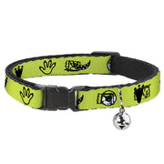 Cat Collar Breakaway - Monsters Inc. Mike 4-Icons Greens Black White Breakaway Cat Collars Disney