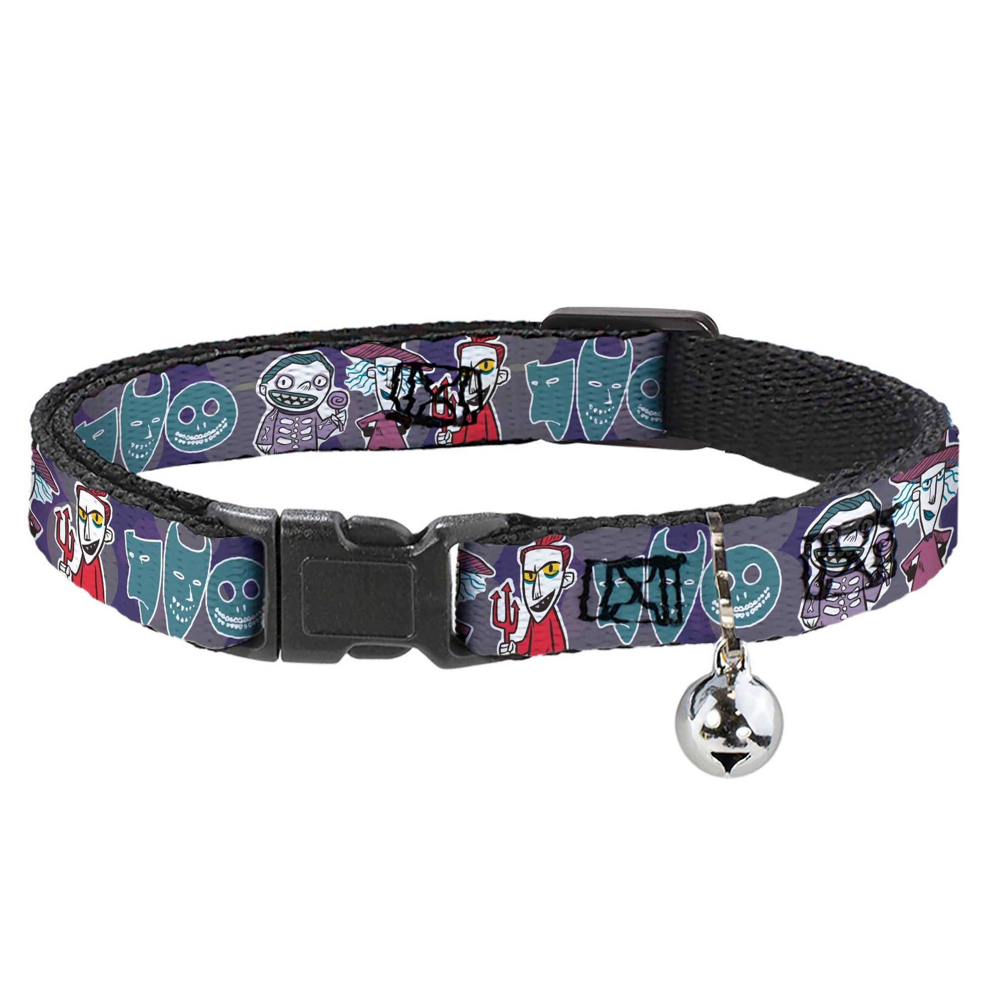 Cat Collar Breakaway - Nightmare Before Christmas Lock Shock & Barrel Group Pose Masks Purples Breakaway Cat Collars Disney