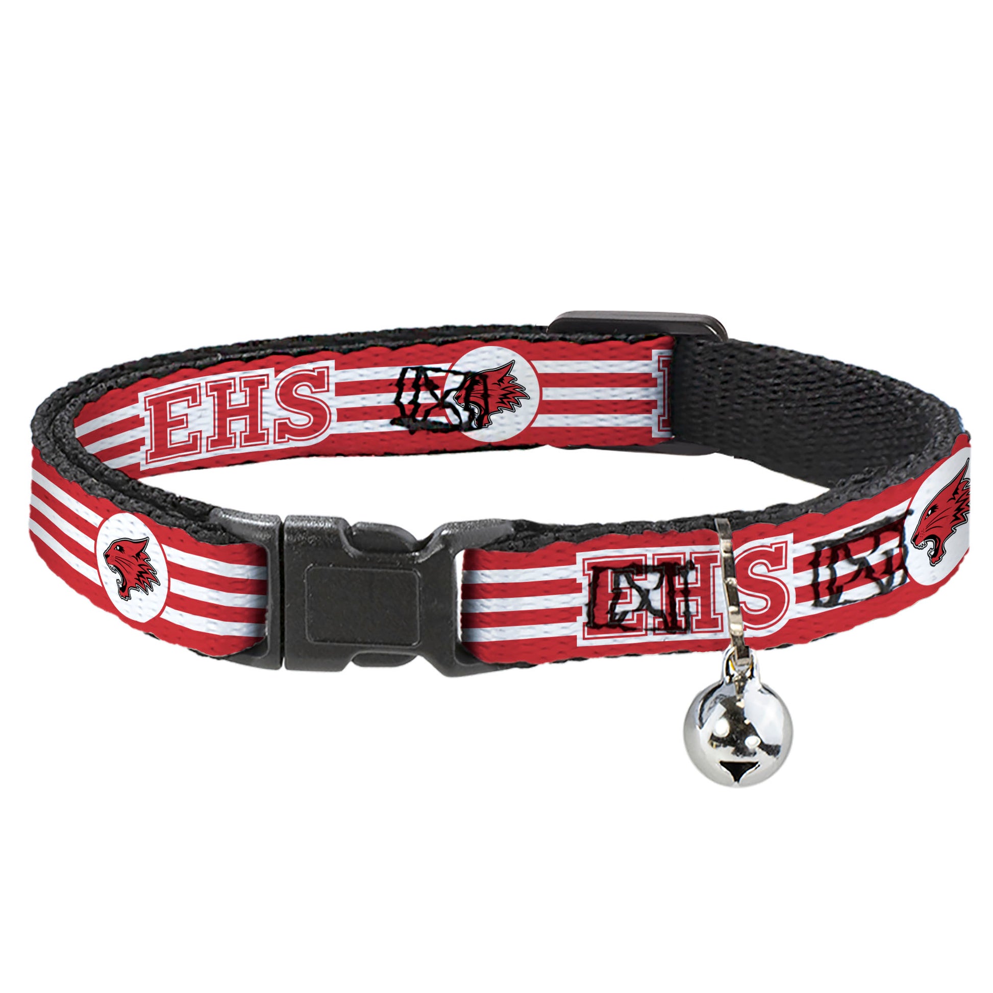 Cat Collar Breakaway - High School Musical East High School EHS Wildcats Logo Stripe White Red Breakaway Cat Collars Disney