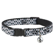 Breakaway Cat Collar with Bell - Mickey Mouse Smiling Face Monogram Gray Breakaway Cat Collars Disney