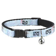 Cat Collar Breakaway with Bell - Frozen Elsa Snowflake Pose with Trees and Script Blues Purples - NARROW Fits 8.5-12" Breakaway Cat Collars Disney