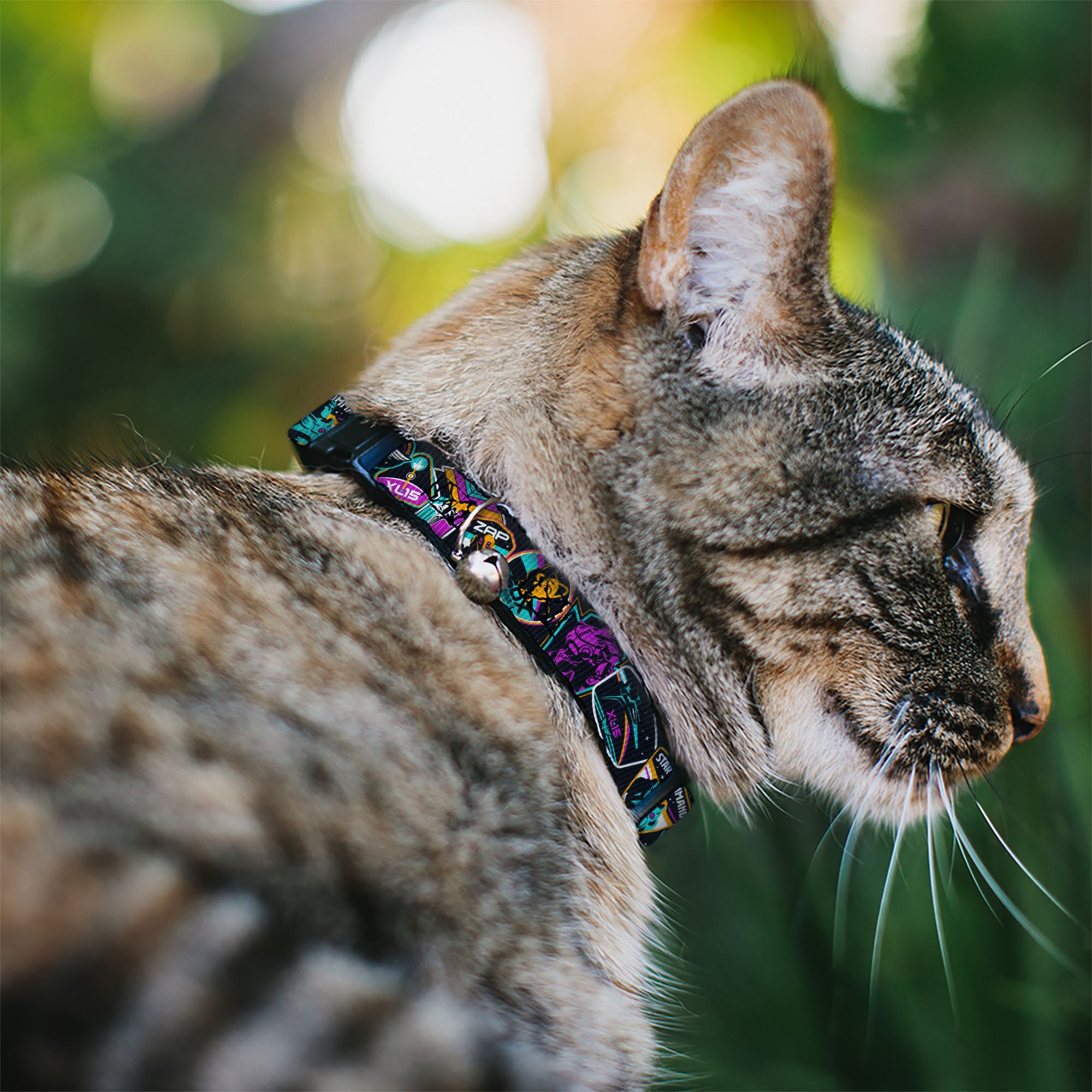 Cat Collar Breakaway with Bell - Lightyear Mission Patches Collage Black Multi Color Breakaway Cat Collars Disney