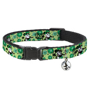 Cat Collar Breakaway with Bell - Mickey Mouse St. Patrick's Day LUCKY ME Leprechaun Pose and Shamrocks Greens Breakaway Cat Collars Disney
