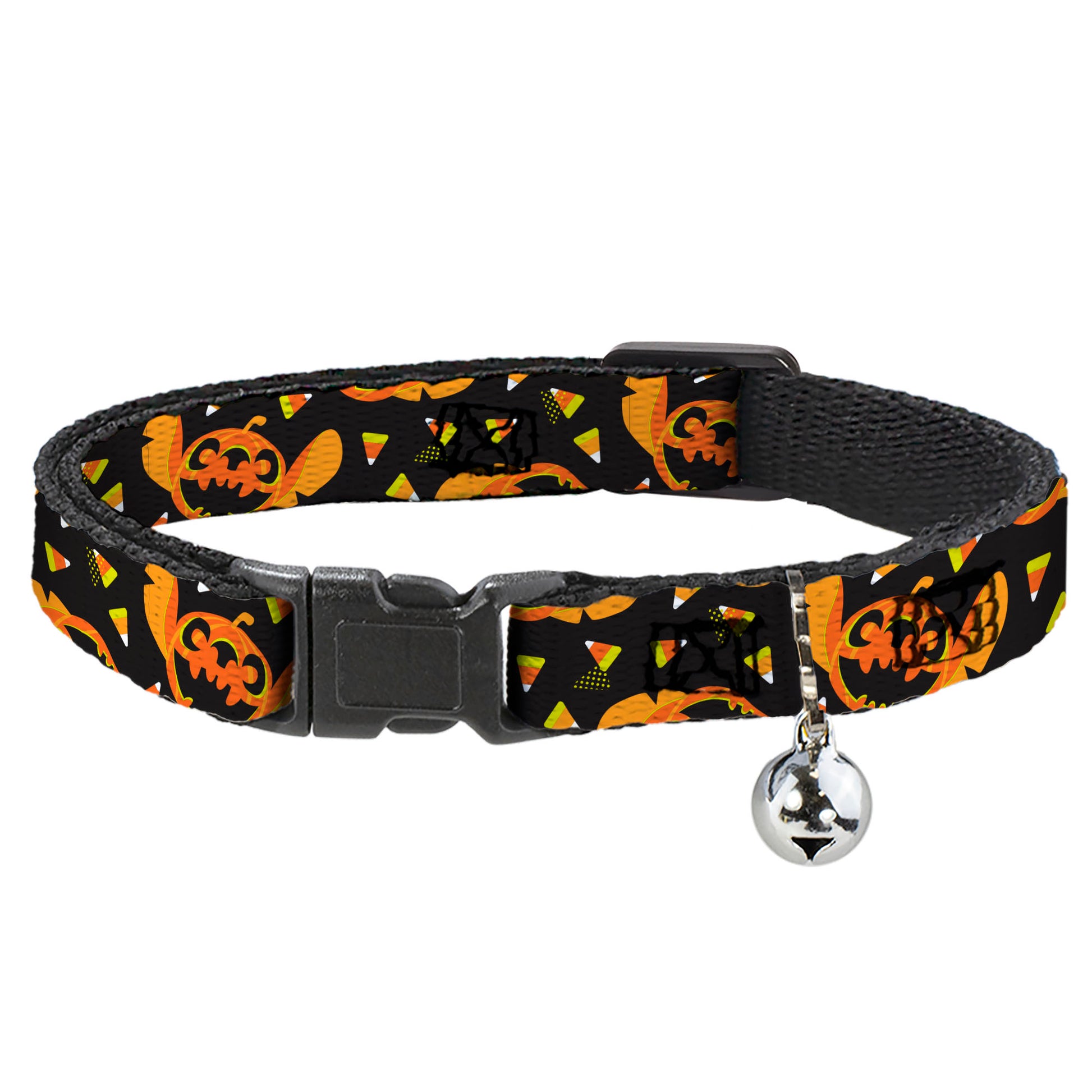 Cat Collar Breakaway with Bell - Lilo and Stitch Halloween Stitch Jack-O-Lantern Pumpkin and Candy Corn Black Oranges Breakaway Cat Collars Disney
