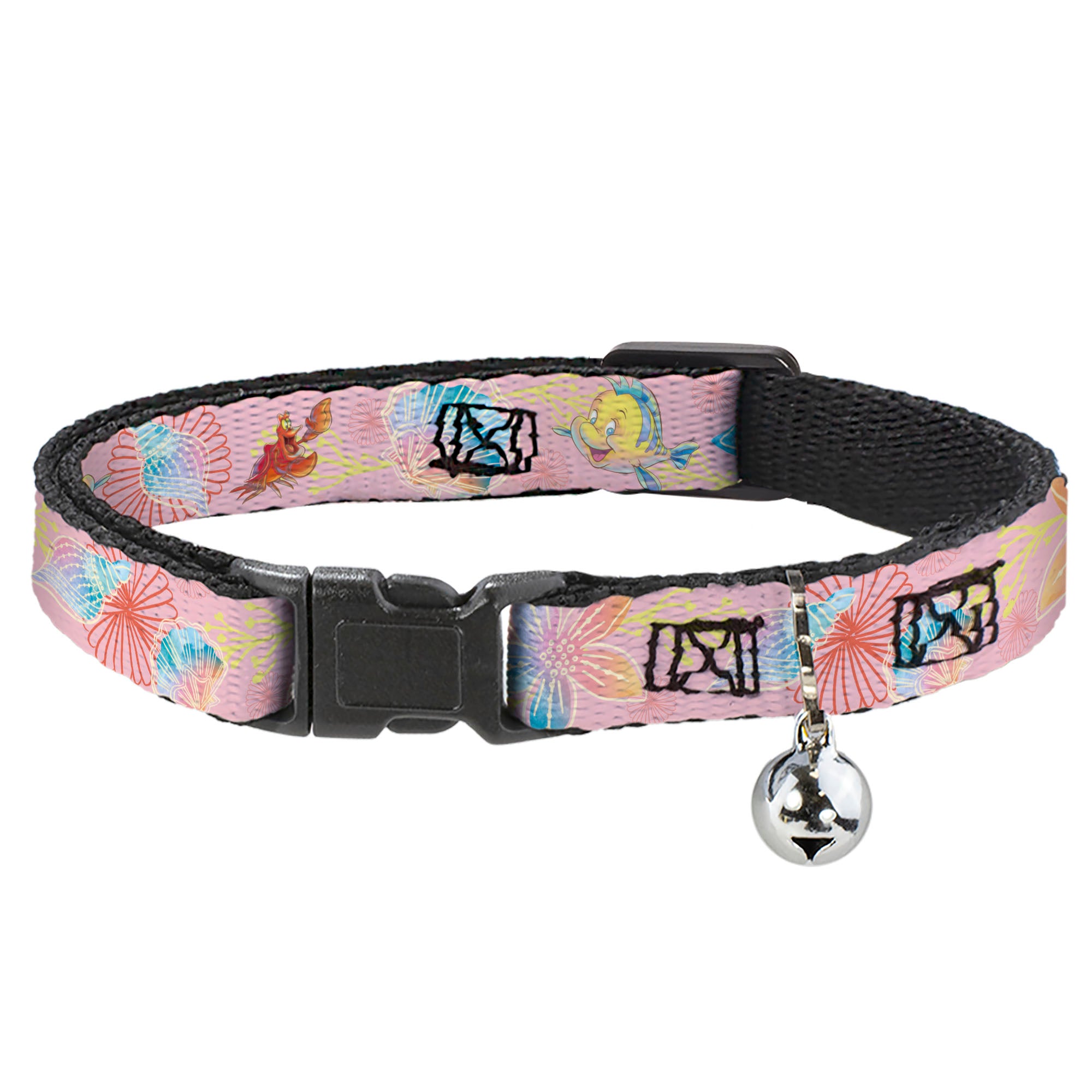 Cat Collar Breakaway with Bell - The Little Mermaid Flounder and Sebastian Under the Sea Pinks Breakaway Cat Collars Disney