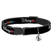 Breakaway Cat Collar with Bell - DISNEY PRIDE Signature Logo Black/White/Rainbow Breakaway Cat Collars Disney