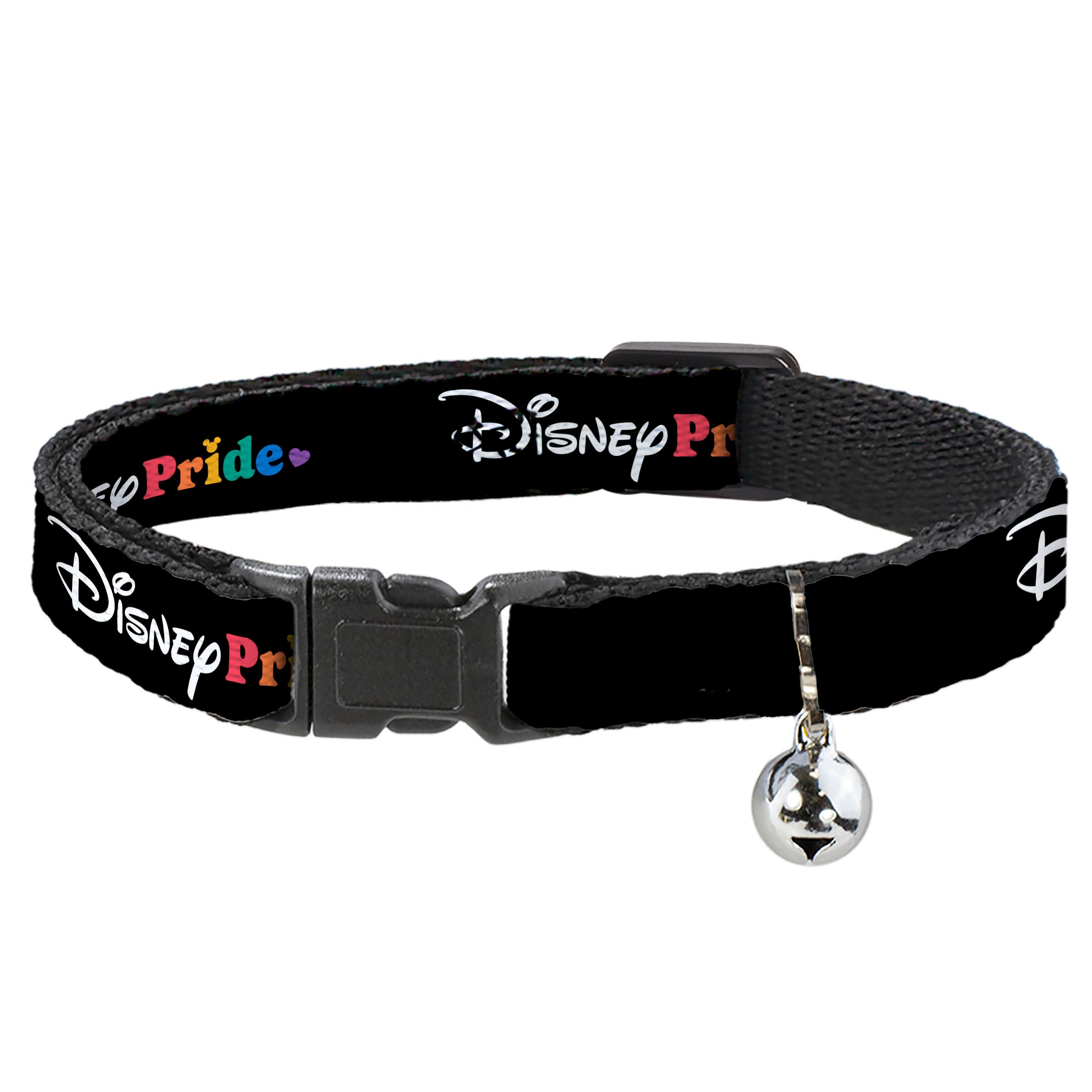 Breakaway Cat Collar with Bell - DISNEY PRIDE Signature Logo Black/White/Rainbow Breakaway Cat Collars Disney